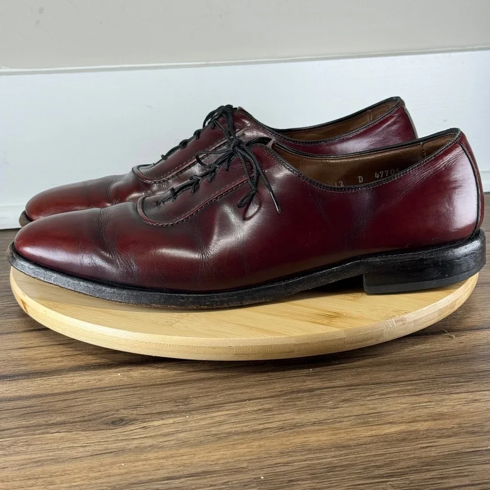 Allen Edmonds Belgium Dress Shoes Mens 12 D Burgundy Leather Oxfords Made in USA